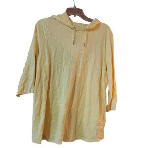 Belle by Kim Gravel Slub Knit 3/4-Sleeve Hoodie - Yellow - XL
